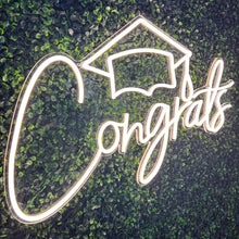 Load image into Gallery viewer, Congrats with Grad Cap Neon Sign Rental
