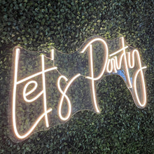 Load image into Gallery viewer, Let's Party Neon Sign Rental - White
