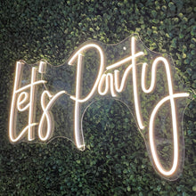 Load image into Gallery viewer, Let's Party Neon Sign Rental - White
